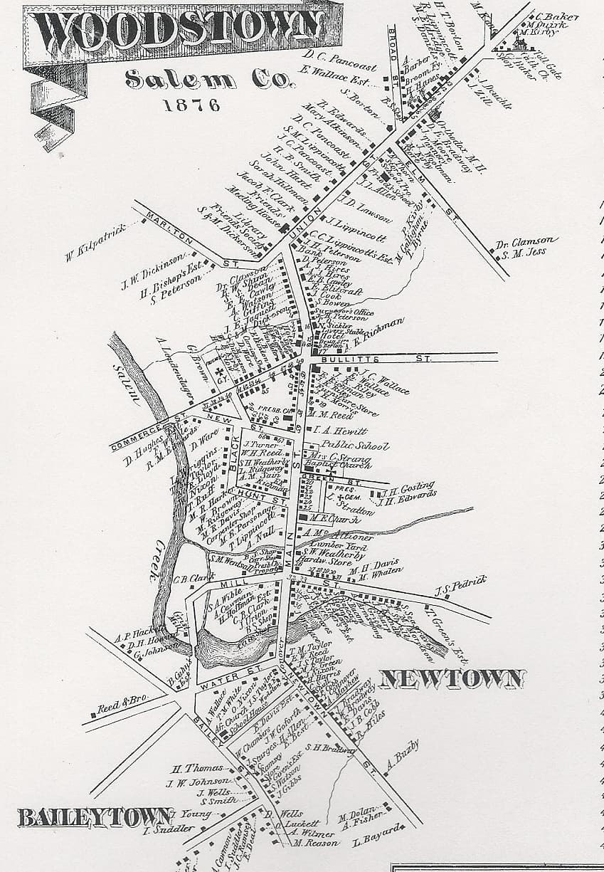 Woodstown Sharptown Daretown Piles Grove  NJ 1876 Maps  Homeowners Names Shown 3