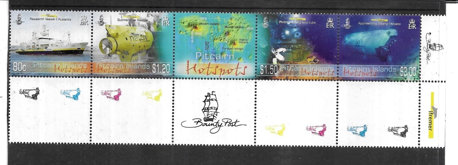 PITCAIRN ISLAND. 2010. VOLCANO RESEARCH. STRIP. MINT FULL GUM. AS PER SCAN.