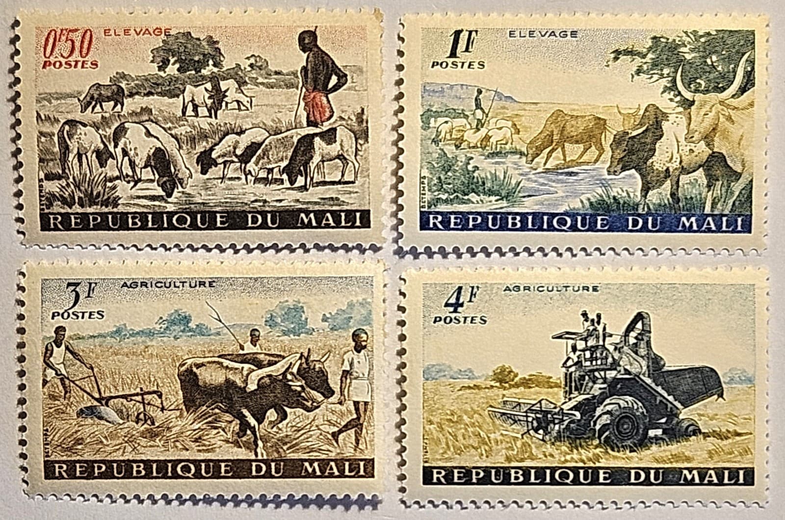 Mali 1961, Livestock & Agricultural, 4 MINT Stamps, #16,17, 19 & 20, FAST SHIP! 3