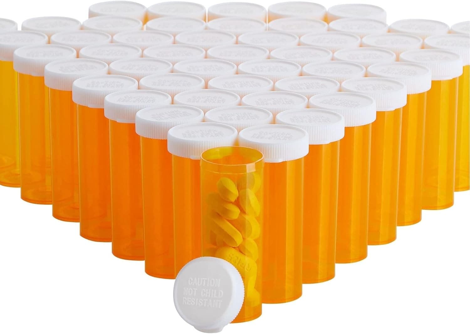 Juvale 6 Dram Empty Pill Bottles with Caps - Durable 6 Dram, Orange,white