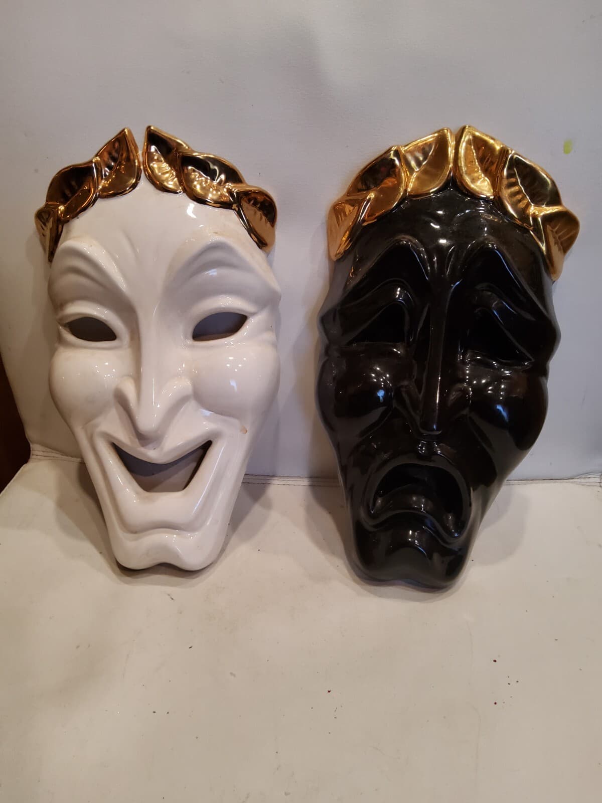 Vintage ceramic comedy and tragedy masks 3