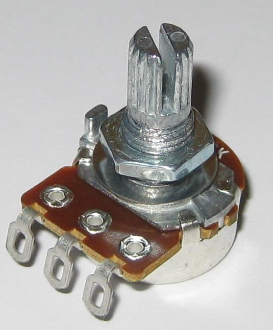 Audio (A) Taper 500k Ohm Potentiometer - 6mm (1/4") Shaft - 1/8 Watt 500000 Ohm 3