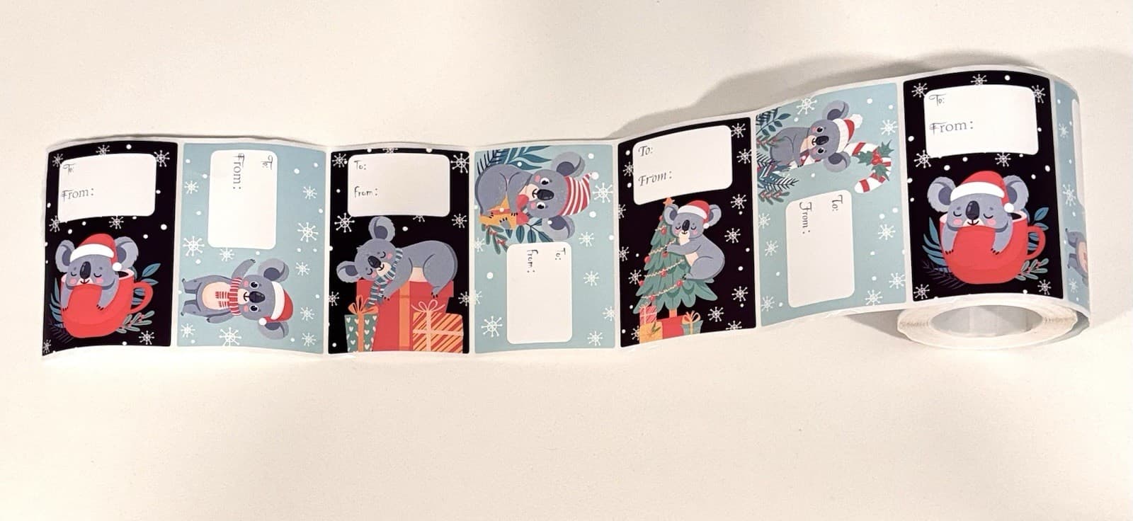 Cute Koala Kids Christmas Gift Tags, 1 Roll 250 Stickers, Wholesale, Bulk, Lot 3