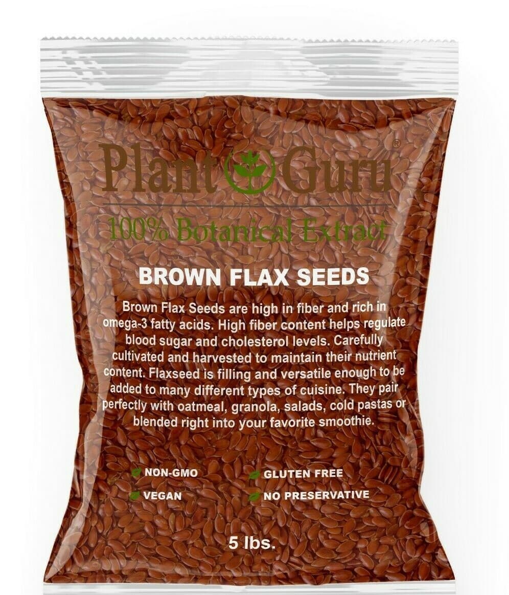 Brown Flax Seeds Whole 5 lbs. Bulk Omega-3 NON GMO 100% Pure Linseed Flaxseed 4