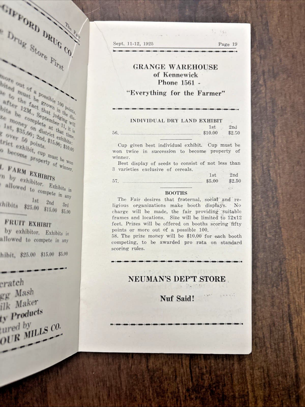 1925 Premium List Kennewick Fair Washington Advertisements Livestock Food 34 Pgs 6