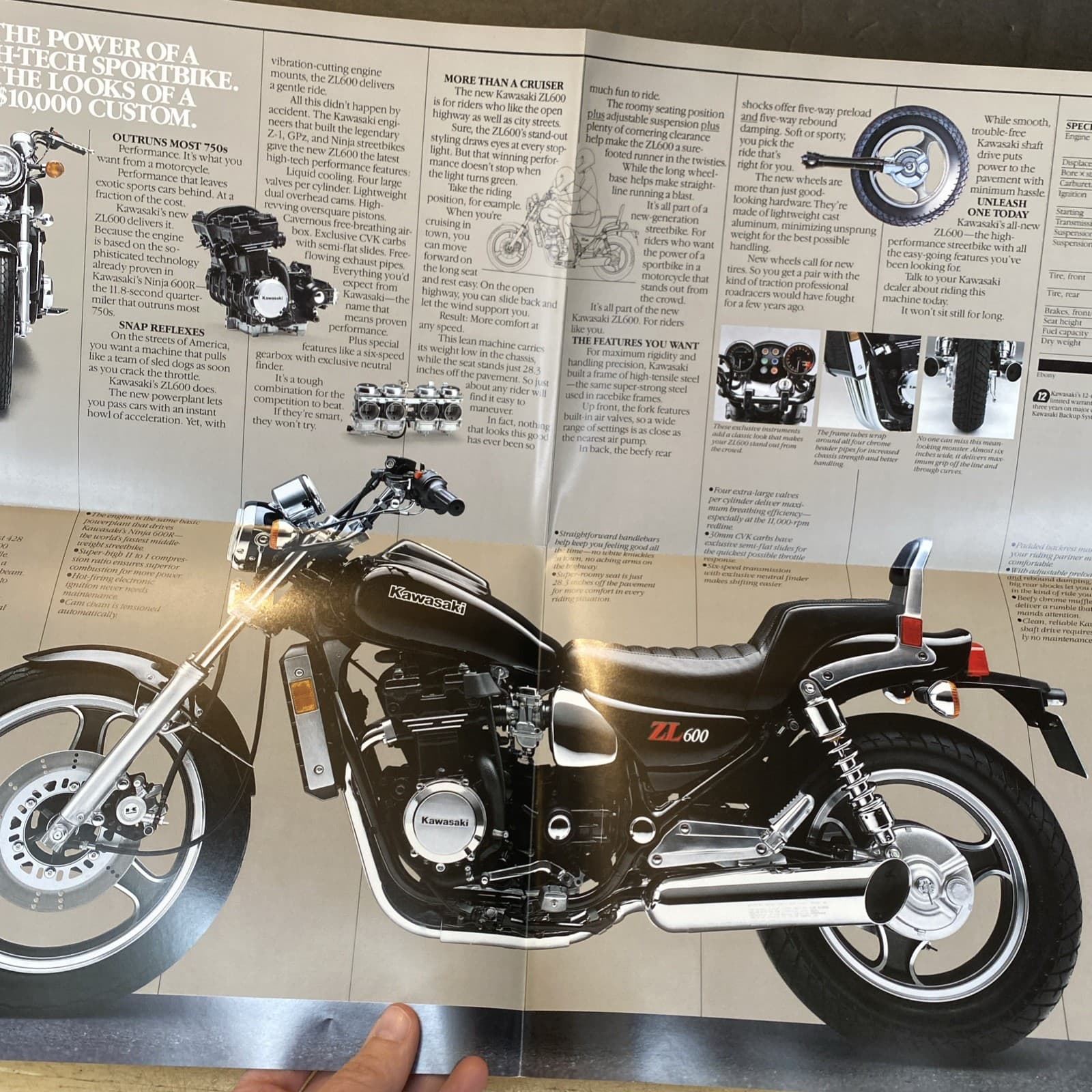 VTG Kawasaki ZL600 Motorcycle 1986 Full Color Glossy Sales Brochure Specs 6