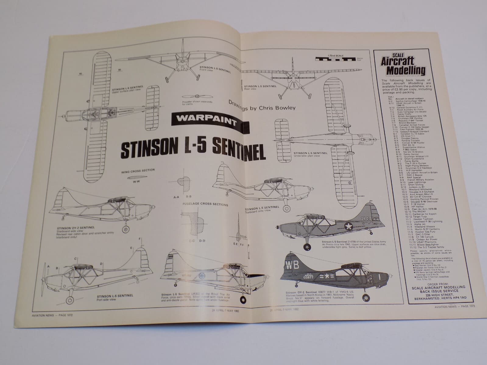Aviation News Magazine Apr May 1992 Stinson L-5 Sentinel USAAF Liaison Squadron 2
