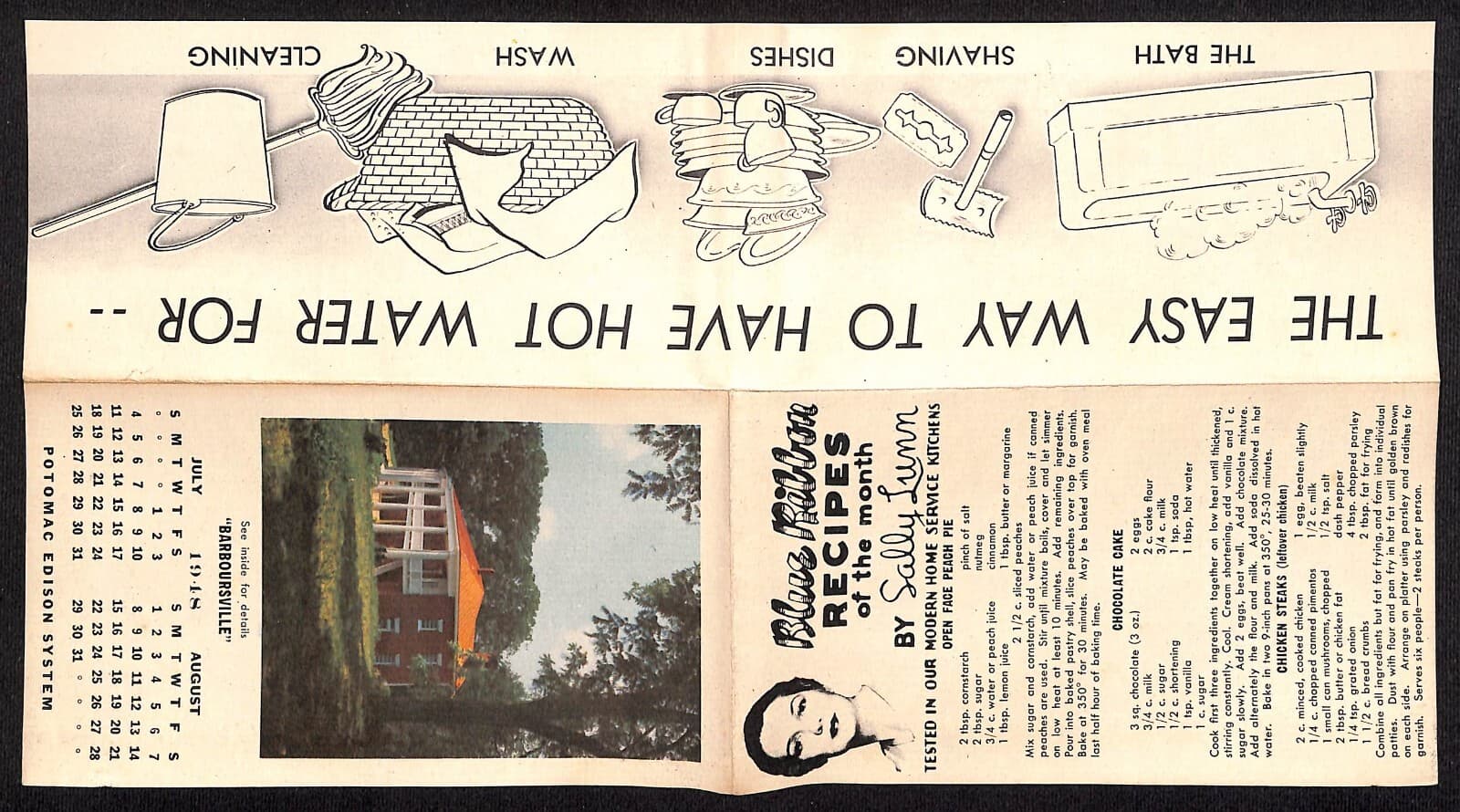 Potomac Edison Power Reddy Kilowatt 1948 "Hot Water Instantly" Calendar Scarce 3