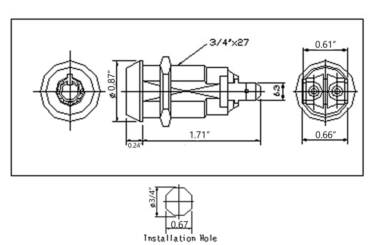 Key Switch Lock Momentary Spring return Tubular Garage Safe Alarm KA 2304SR New 2