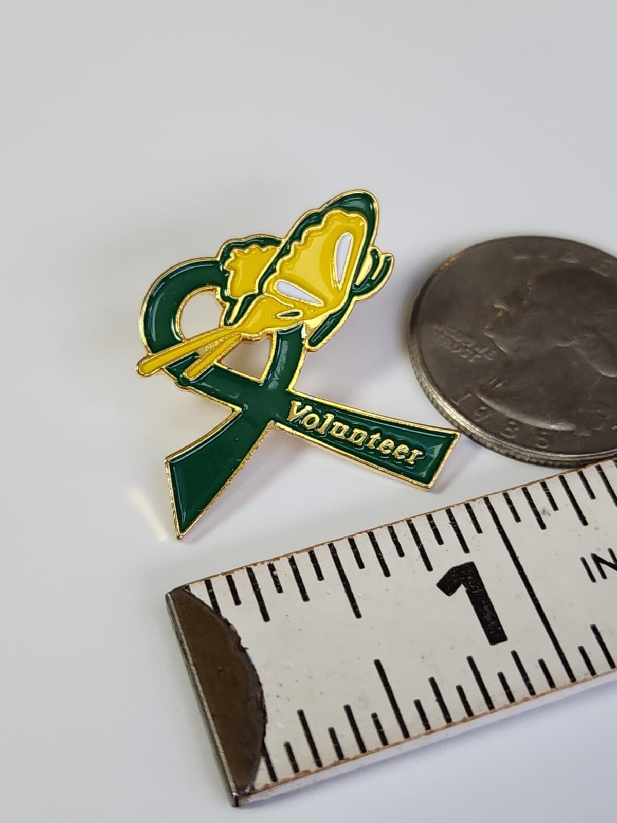 Green Ribbon With Butterfly Volunteer Lapel Pin Mental Health Awareness  3