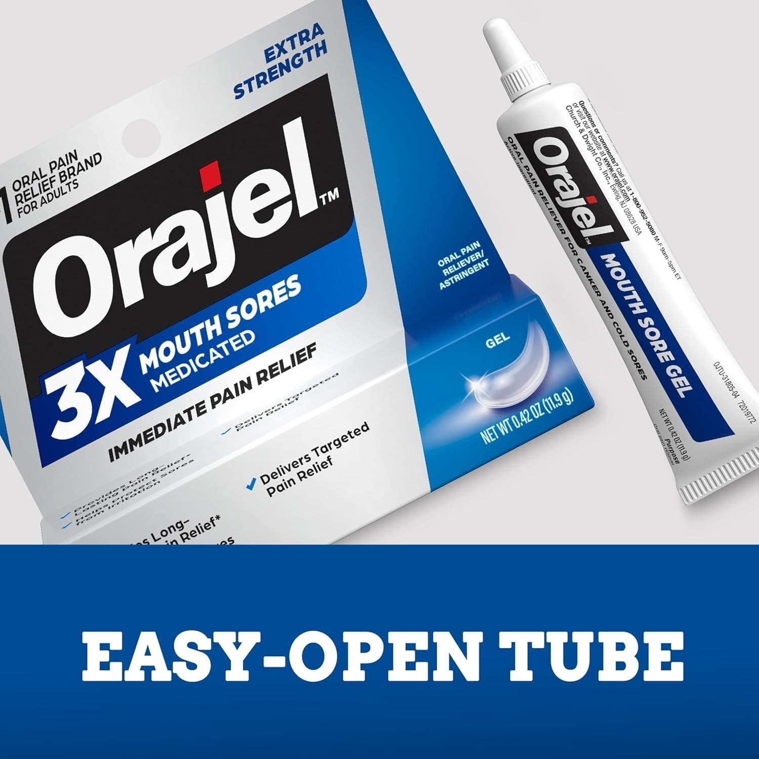 Orajel 3X for Mouth Sores Maximum Strength Gel Tube 0.42oz- From #1 Oral Pain... 3