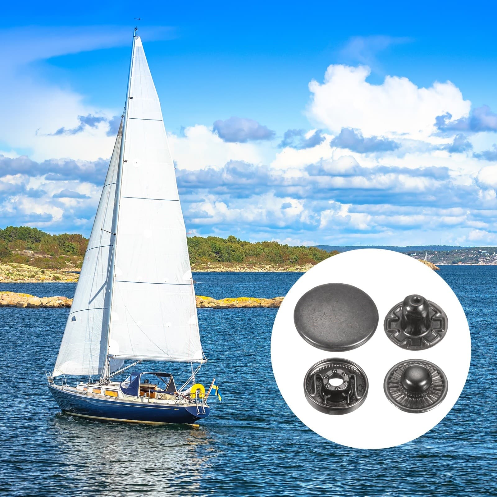 60Set Press-Stud Cap Button 15mm Metal Snap Fastener for Leathers, Gun 6