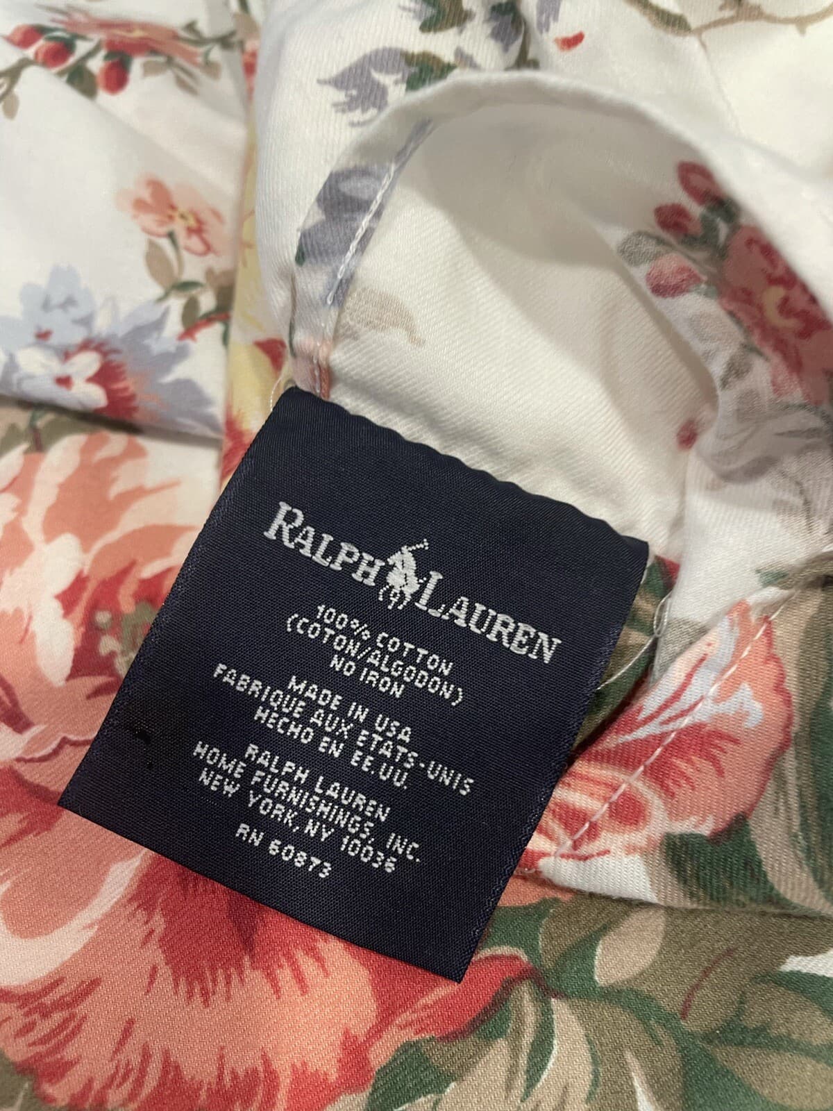 VTG Set Of 2 Ralph Lauren PETTICOAT FLORAL  White & Red Orange King Pillow Shams 4