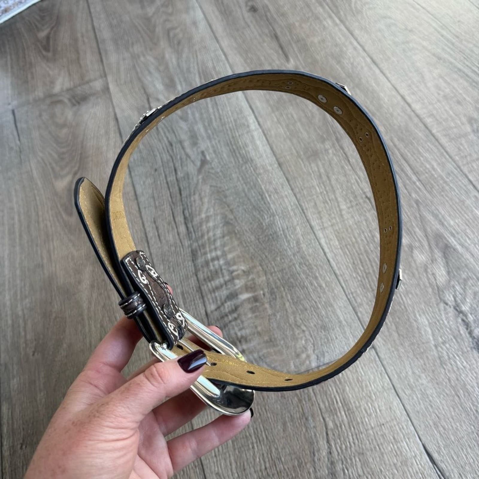 Ariat size 22 belt girls kids western bedazzled brown Cross 5