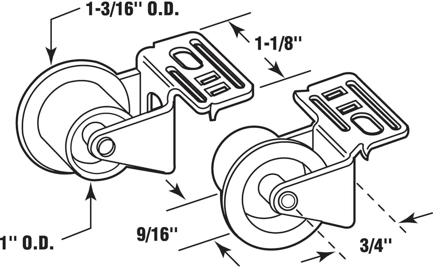 3-pack Slide-Co Drawer Hardware Guide Rollers 1 left hand / 1 right hand #22798 2