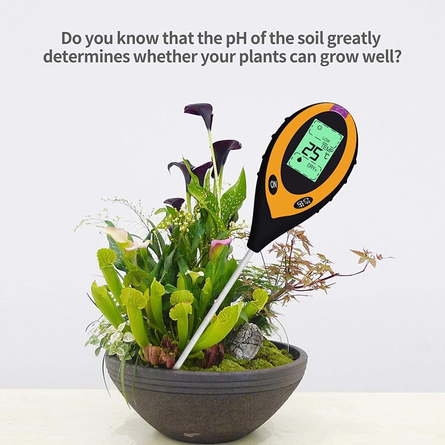 5 in 1 LCD Digital Soil PH Tester Moisture Humidity Meter LED Light Garden Plant 5