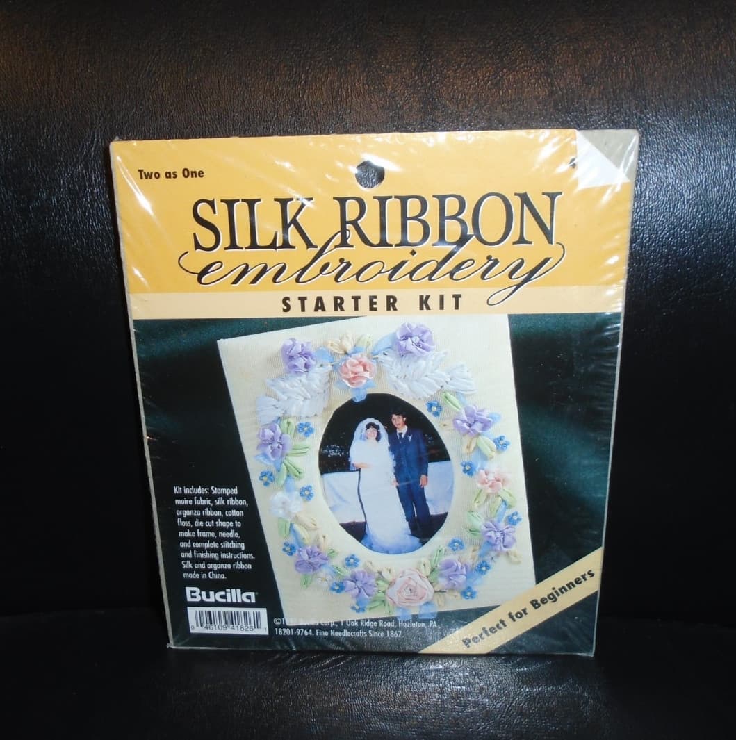 NOS 1997 BUCILLA SILK RIBBON EMBROIDERY KIT #41826 "TWO AS ONE"
