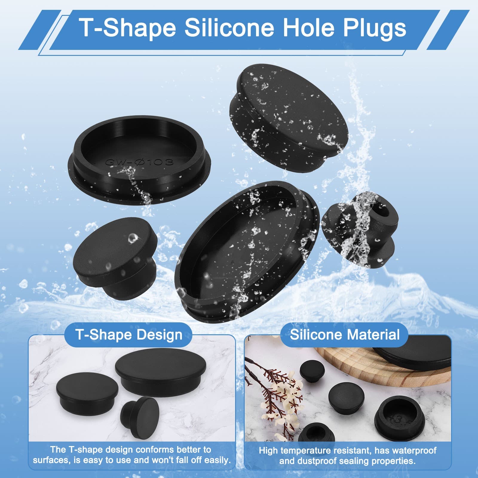 Silicone Hole Plugs, Round Rubber Stopper for 95mm/3.74" Hole, Black 3