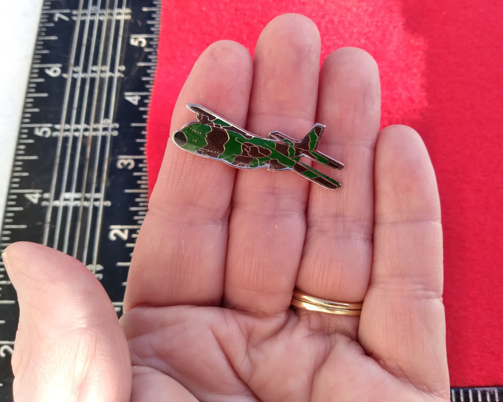 Airplane pin: Camouflage Green and Brown Enamel C-130 Hercules Hat Lapel Tie pin