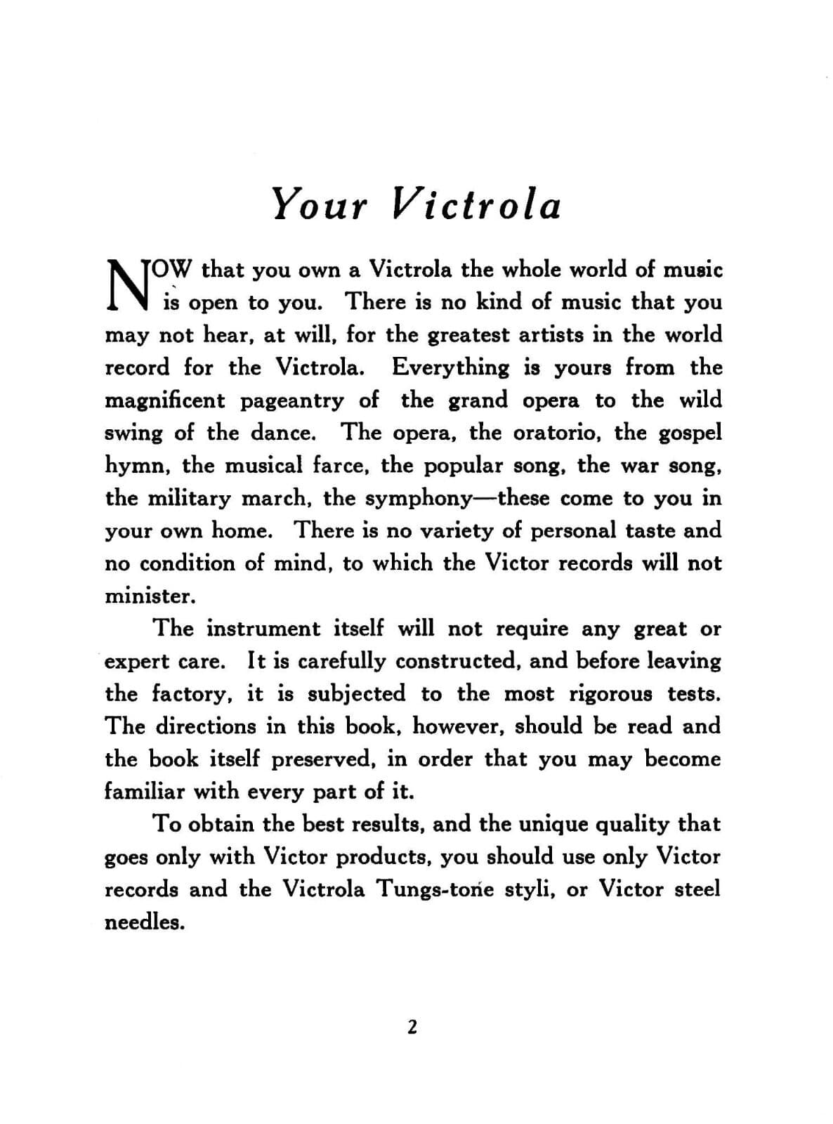VICTROLA Spring Motor Type Setting-up Operation & Care MANUAL 1924 (15pg) 3