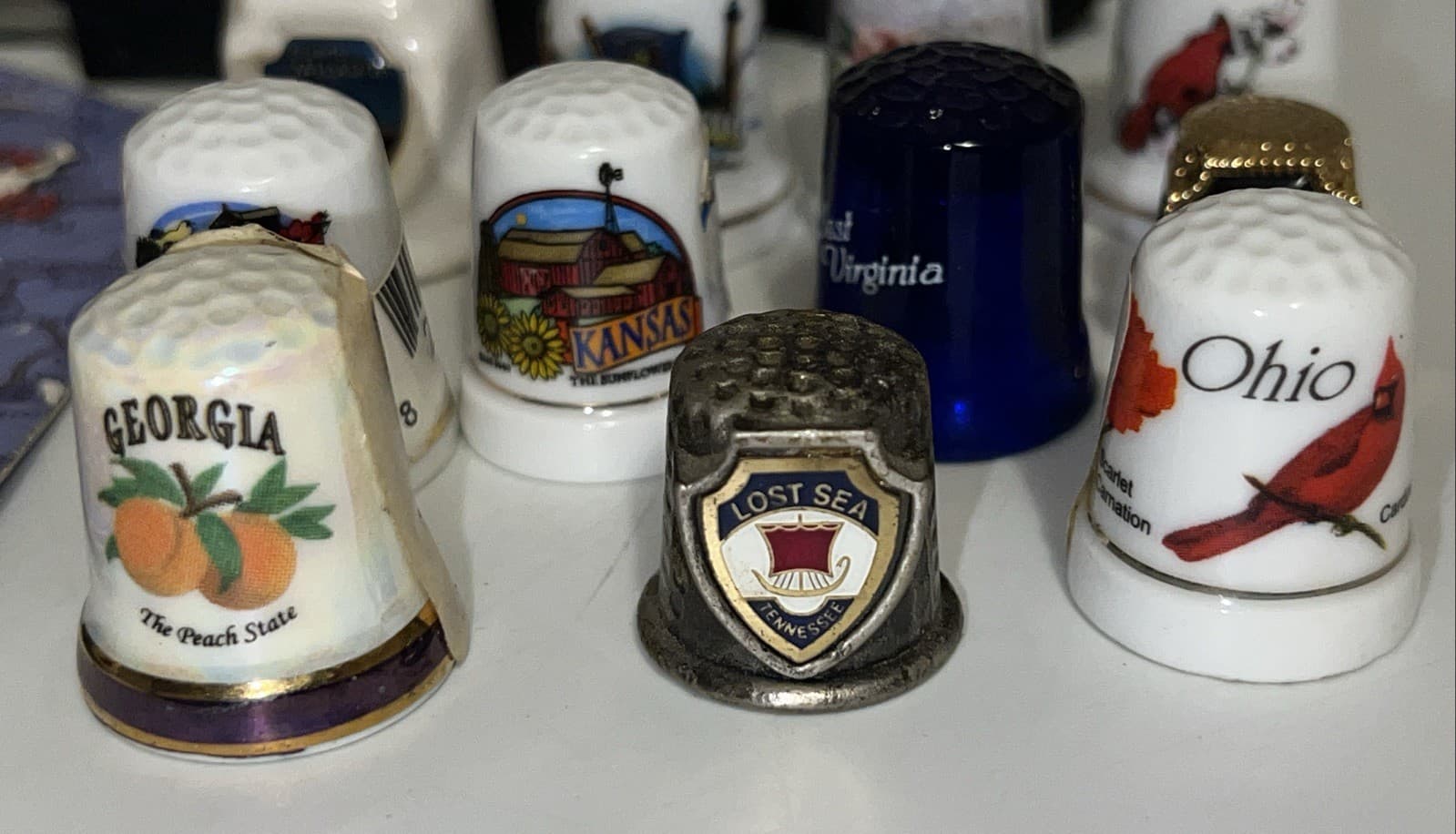 Vintage Lot Of 21 Thimble State Souvenir And More Collection 2