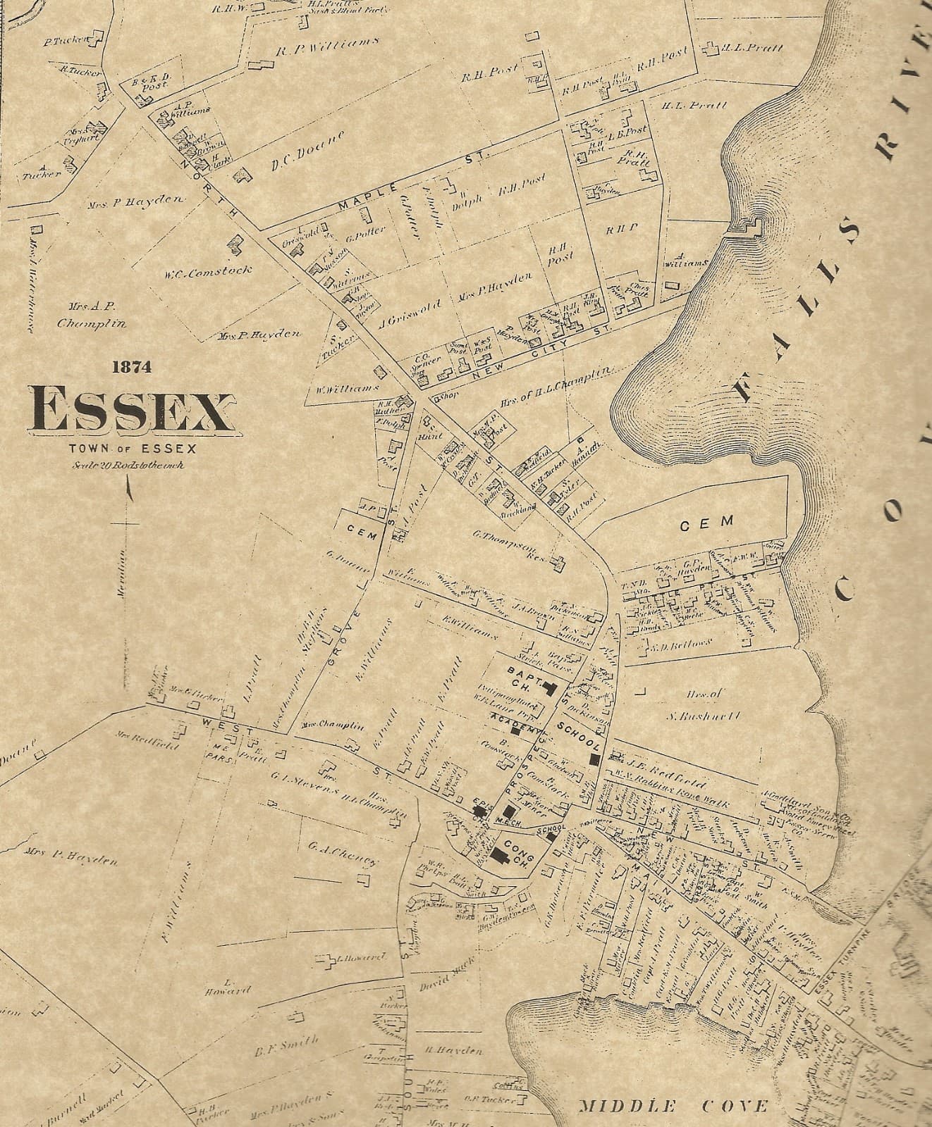 Essex  Deep River Centerbrook  CT 1874  Maps with Homeowners Names Shown  3