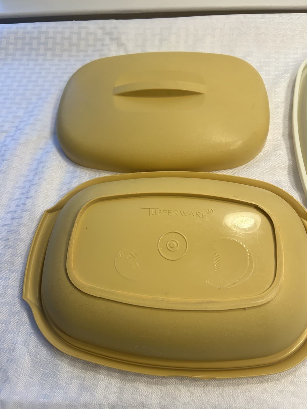 Vintage Tupperware Microwave Vegetable Steamer 3 Piece Harvest Gold 1273-4 2