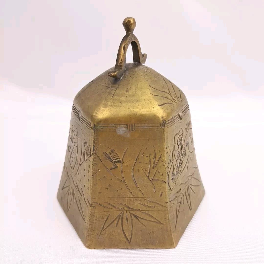 Antique Tibetan Bell Chinese Buddhism Temple Brass Faceted Meditation Prayer