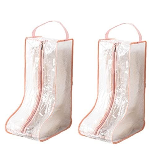 Portable Women Tall/Short Boots Storage Bags - 2 Packs Medium Pink Long