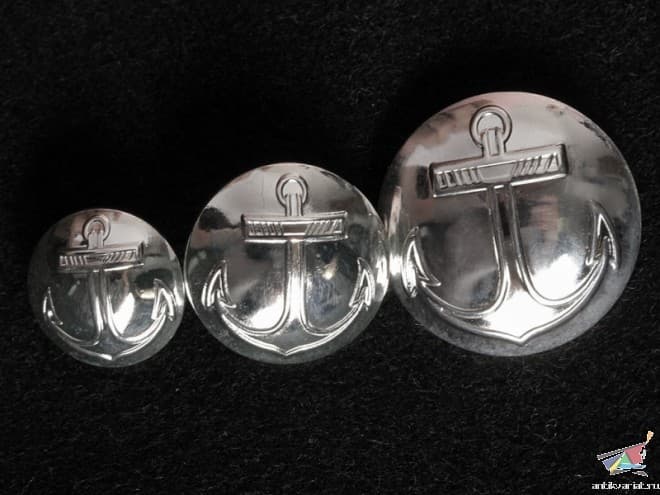Navy ANCHOR button 22 16 14 m.silver or nickel plated Russian Imperial 1855/1905 4