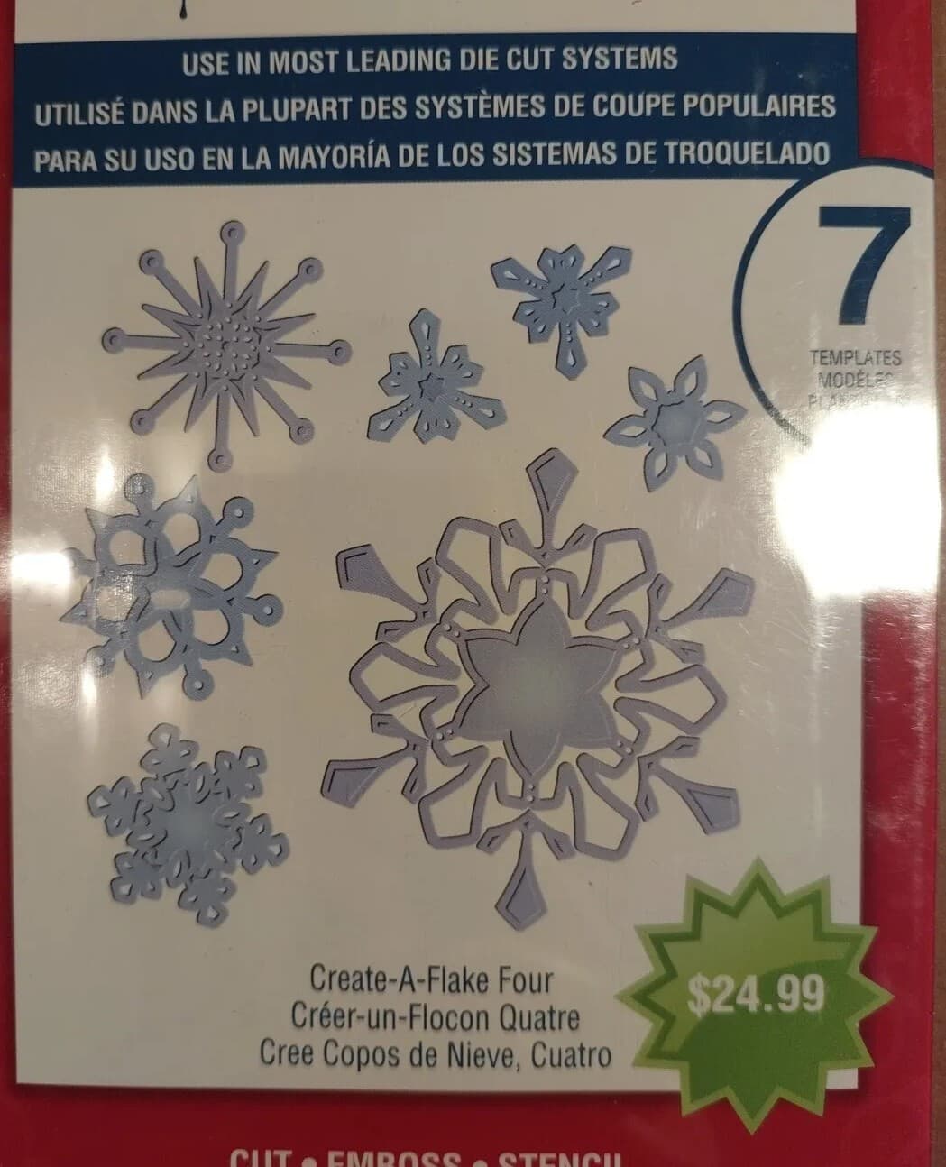 Spellbinders Shapeabilities Create-A-Flake Four Cut Emboss Stencil 7 Templates 2
