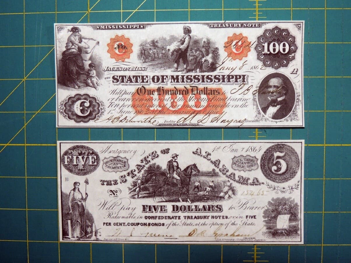 Reproduction Obsolete Bank Notes: Civil War Era 6 Various CSA States Set #2 3