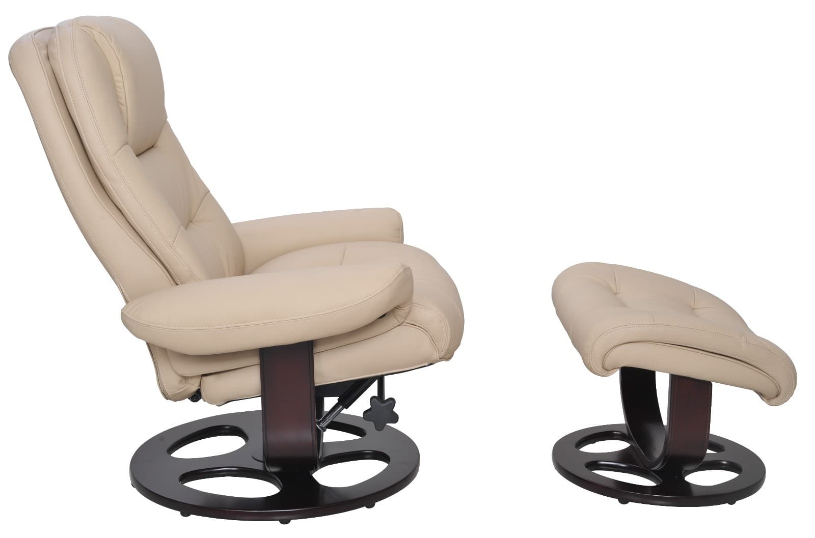 Barcalounger Jacque II Genuine Ivory Hilton Leather Recliner Chair and Ottoman 3