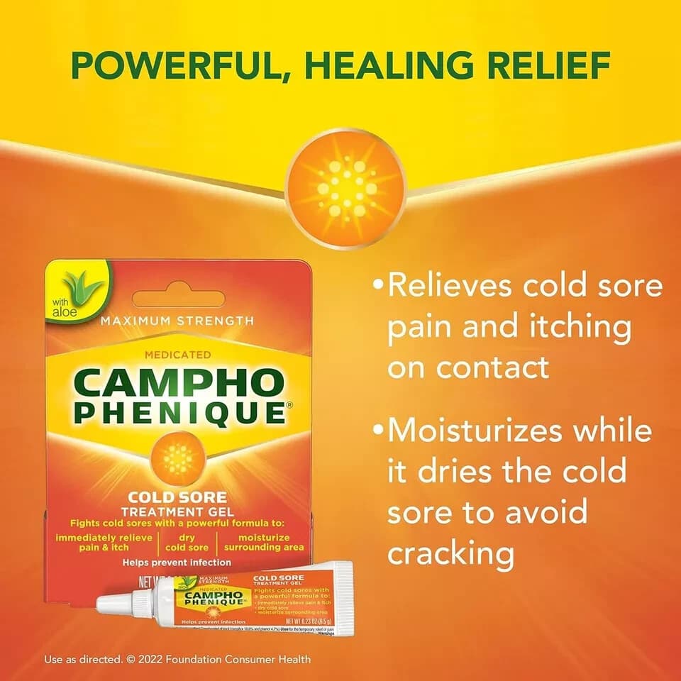 Campho Phenique Cold Sore and Fever Blister Treatment for Lips, Maximum Strength 4