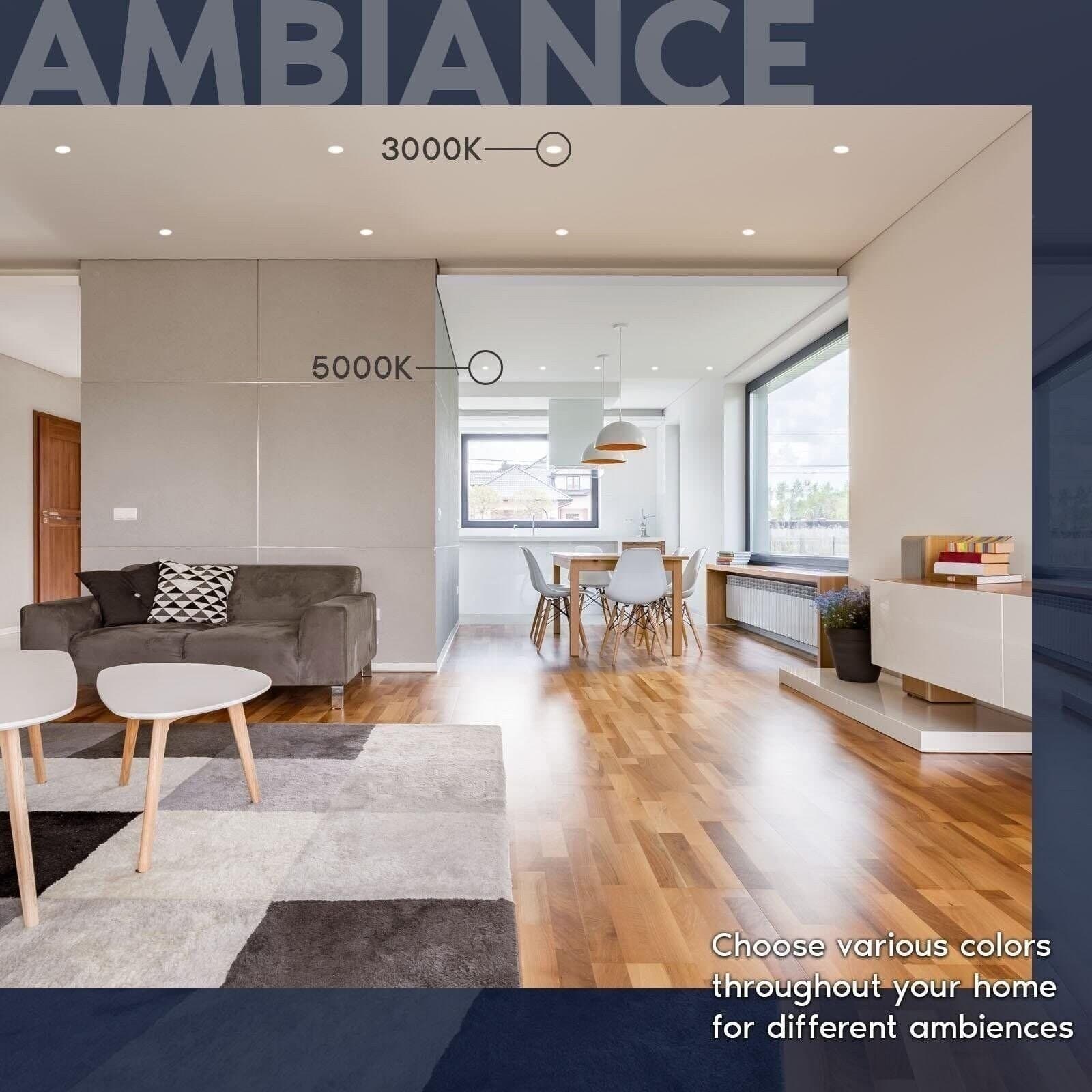 Luxrite 3 In. Trimless Recessed LED Light J-Box 15W 5CCT Spotlight 1100LM 6PK 4