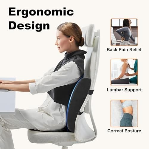  Lumbar Support Pillow for Office Chair, Heated Back Support Pillow with Black 4