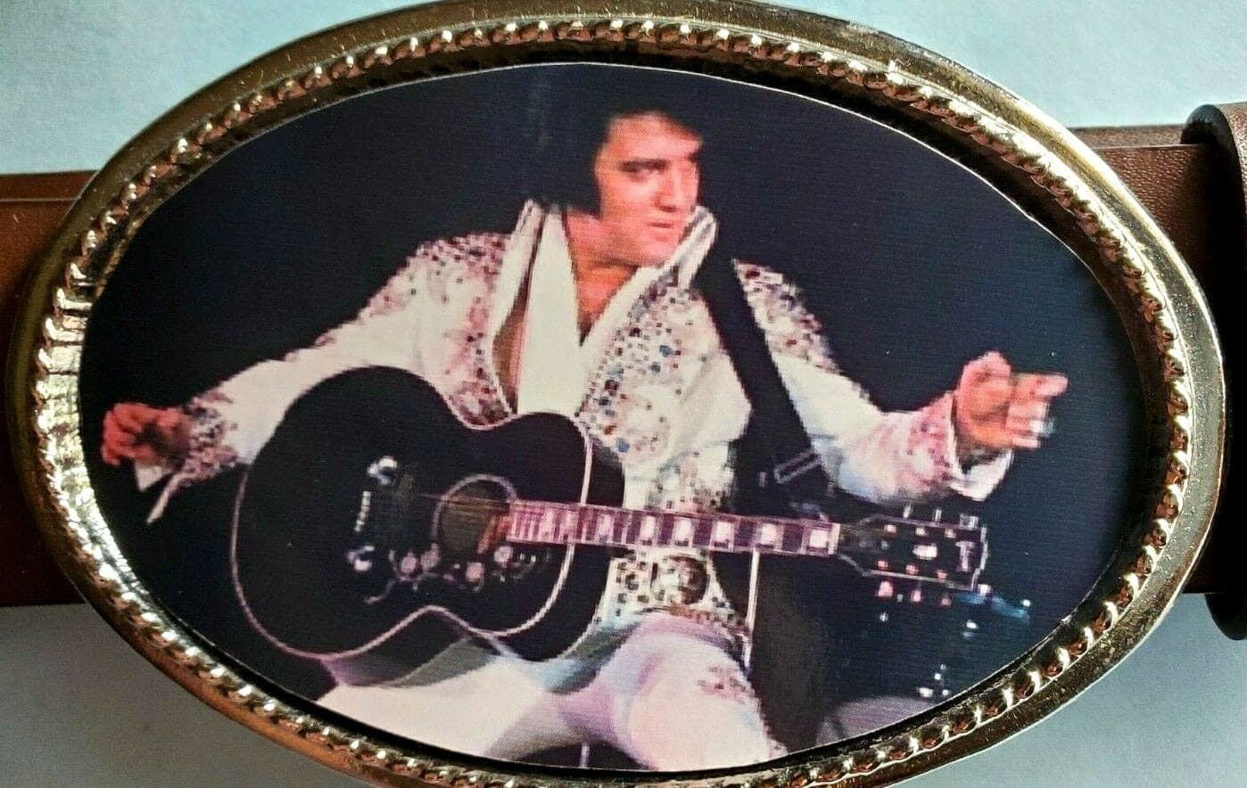 ELVIS PRESLEY "The King" Photo Epoxy PHOTO MUSIC BELT BUCKLE