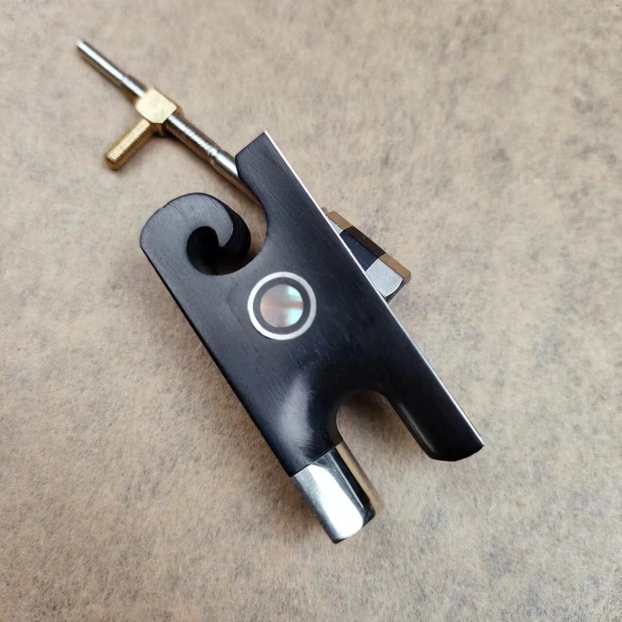 1 set New Model Volin bow Frog and button,Ebony wood Copper Mounted 4/4 size