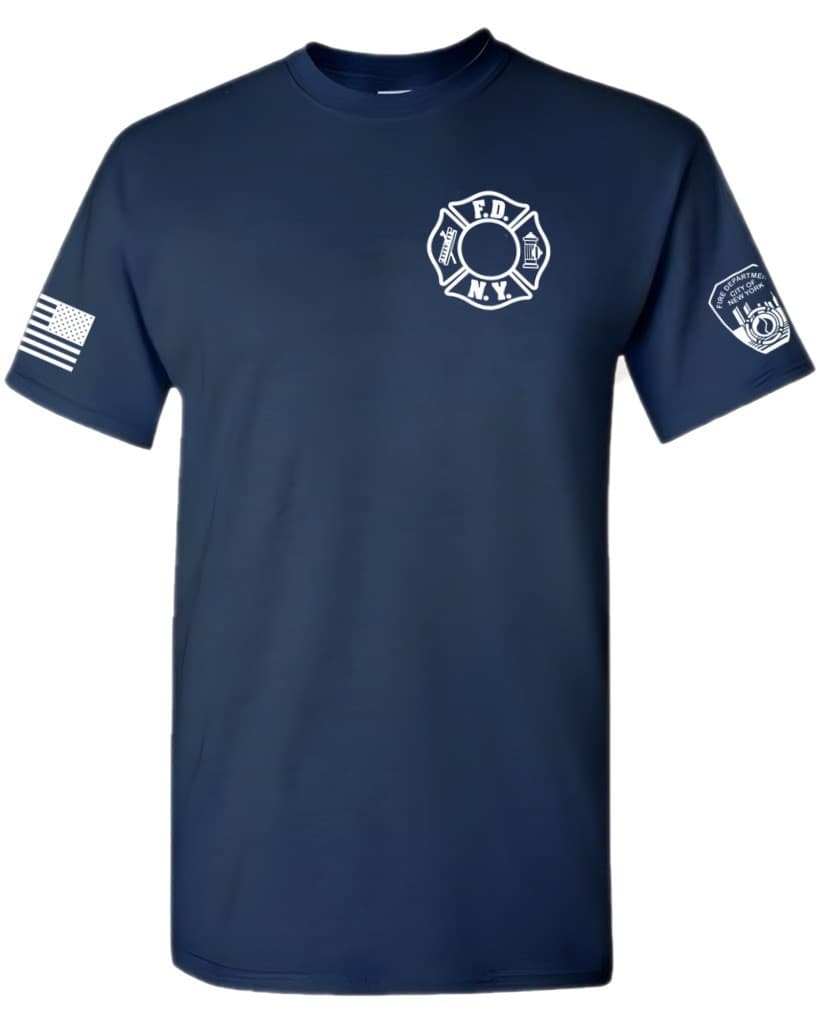 L - FDNY Flag Letters - Job Style Variant - Tee Shirt - Red White & Blue 2