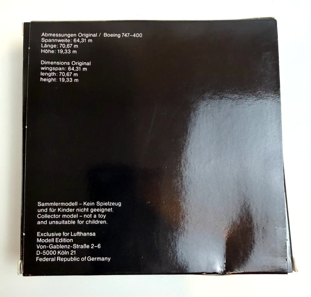 Lufthansa Modell Edition 1:500 Diecast Boeing 747-400 Airplane Window Boxed VG 3