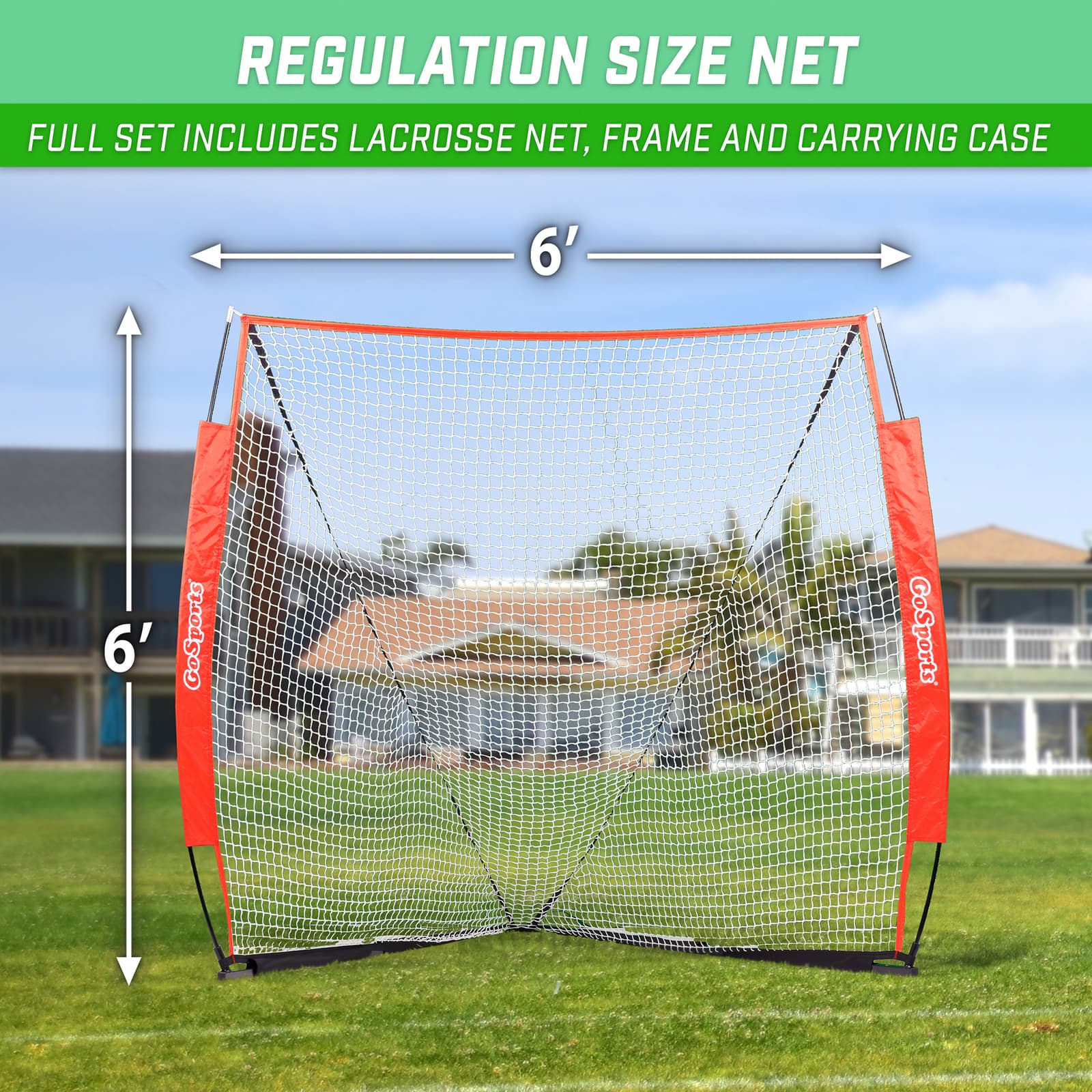 GoSports Regulation Size 6' x 6' Portable Lacrosse Net - Bow Style Frame w/Case 4