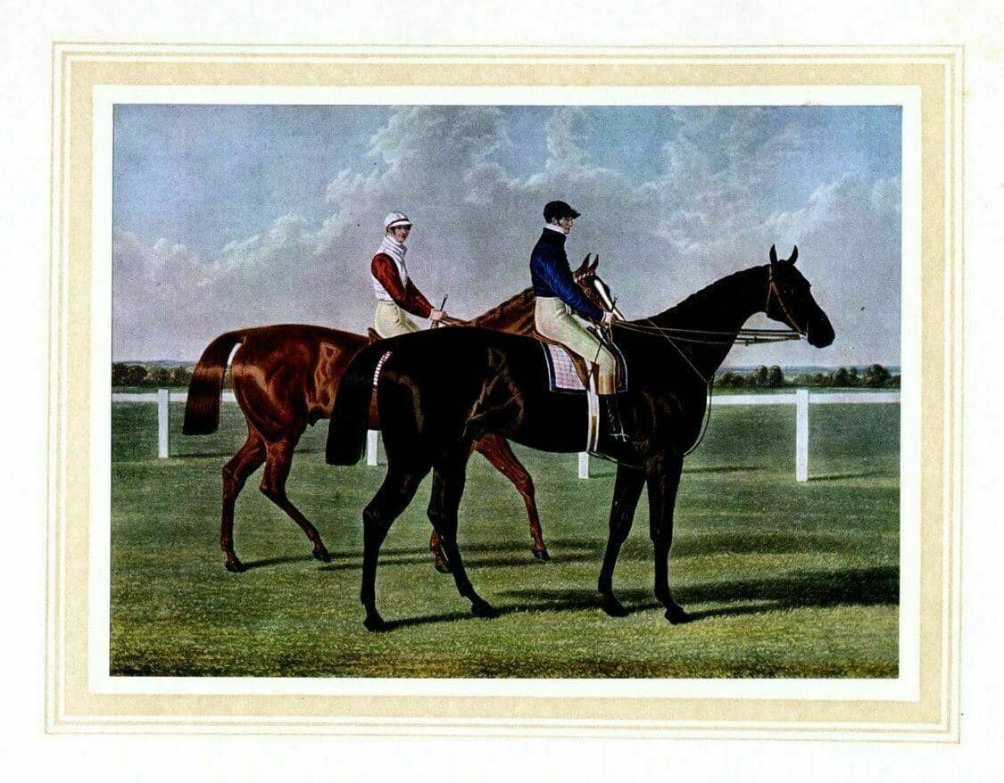 HORSE RACING WINNERS, ANTIQUE COLOR PRINT, JOCKEY HORSE