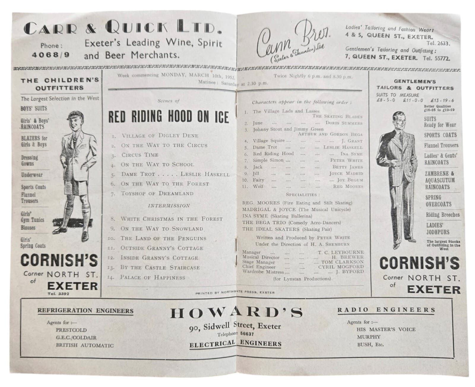 1952 Theatre Royal Exeter Program Semper Fidelis Art Deco Cover Red Riding Play 3