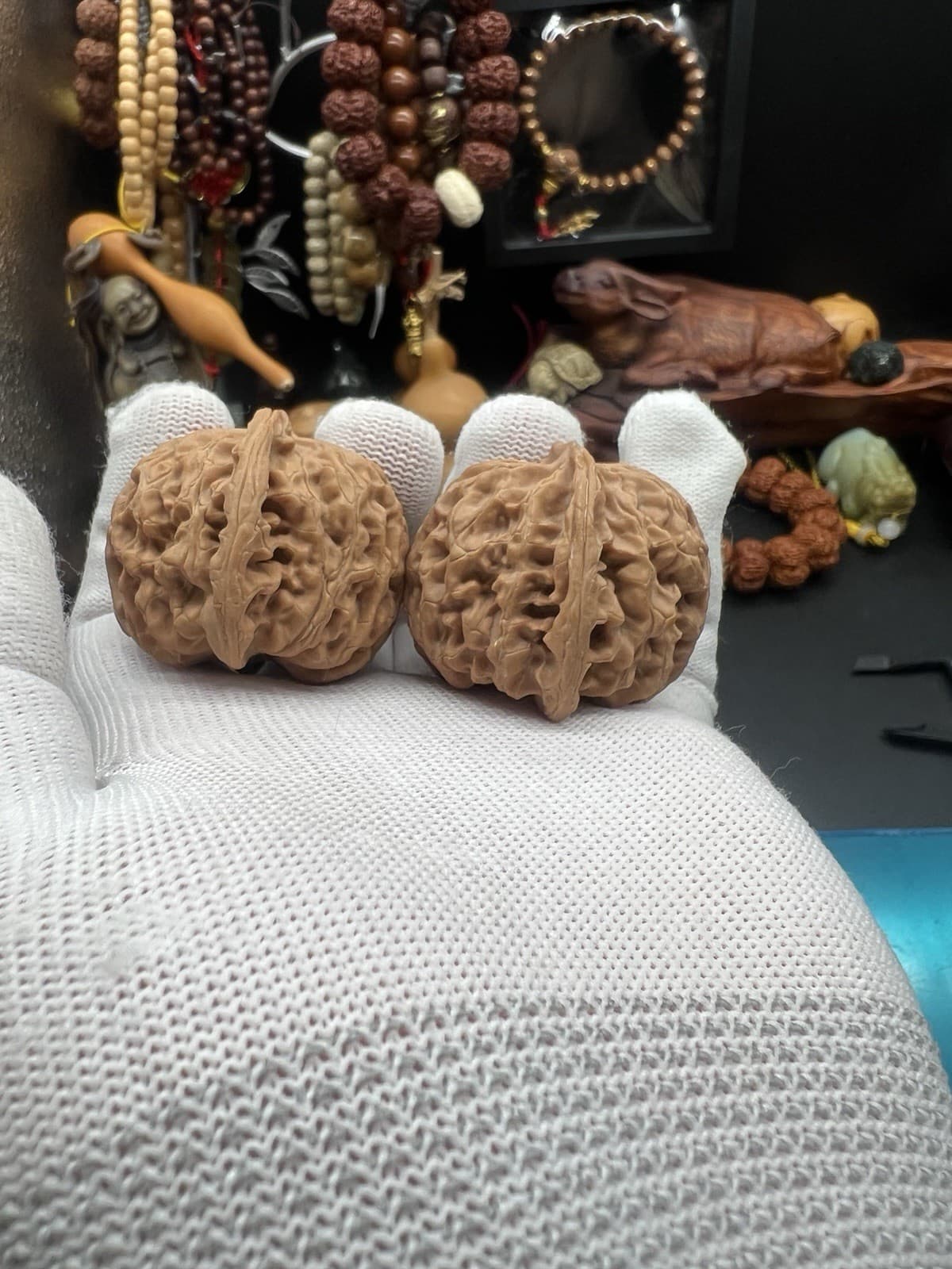 Pair of  Match Chinese Health Walnut 43×43×37mm 精配文玩核桃~全品大苹果园🍎 4