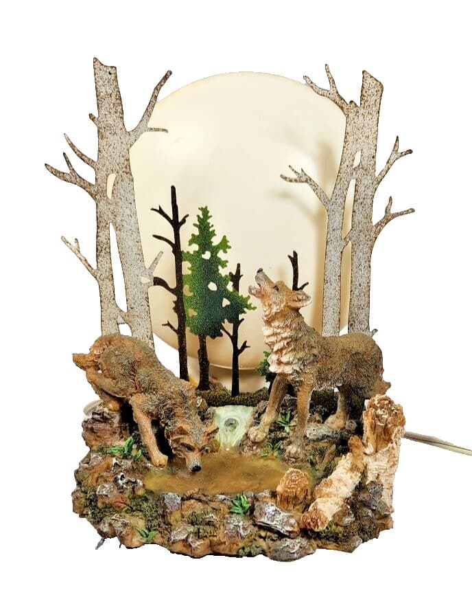 American Indian Rustic Wolves Wolf Cabincore Western Light Moon Watering Hole