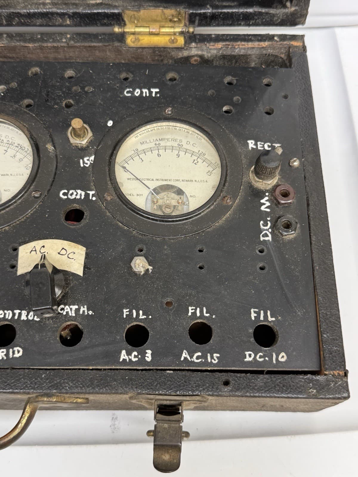 Vintage Home-Made Electronics Tester Western Electric 301 Ammeters 5