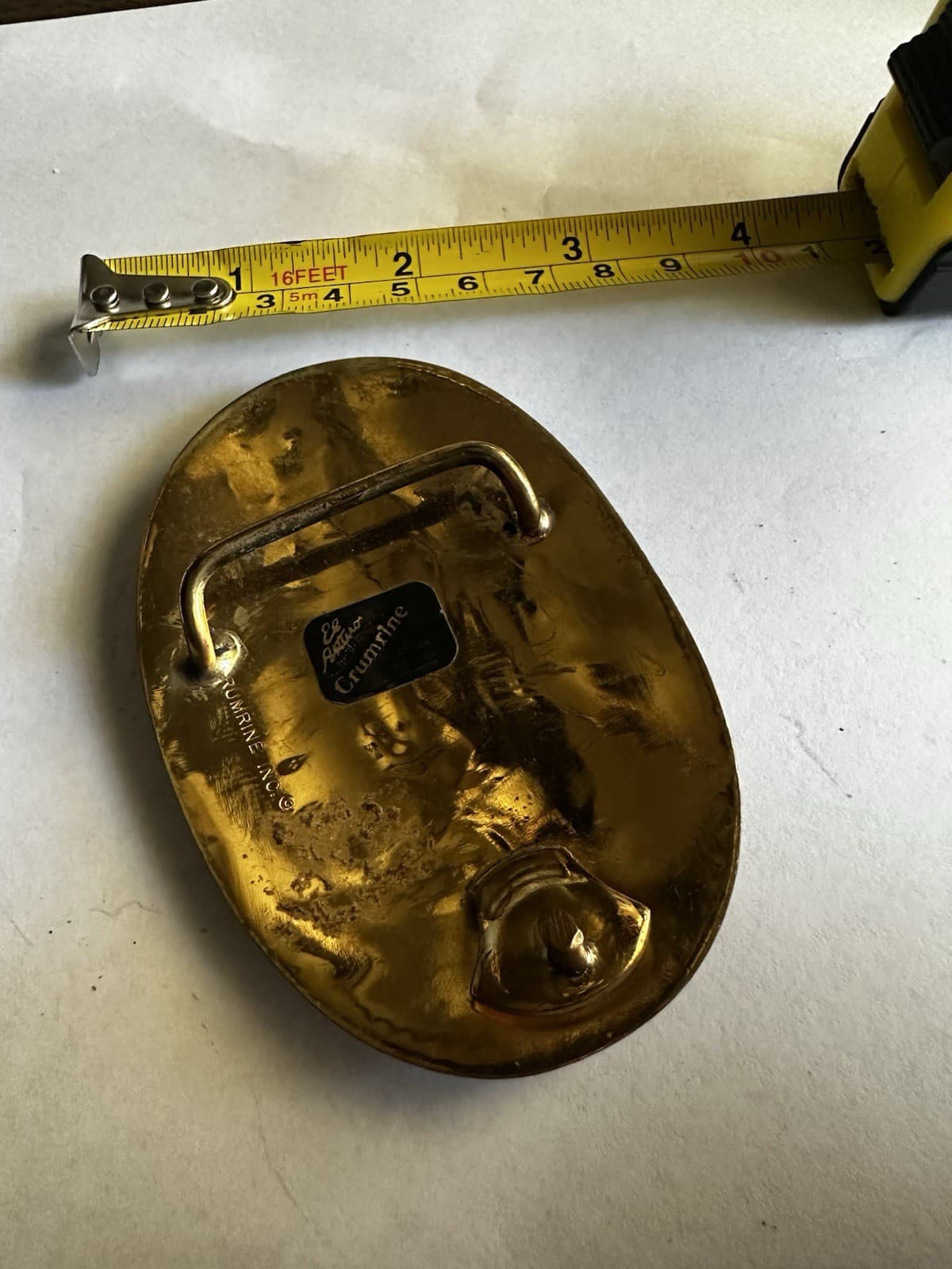 VTG Crumrine Horse Western Cowboy Gold & Silver Belt Buckle Paint Pinto USA 70's 4