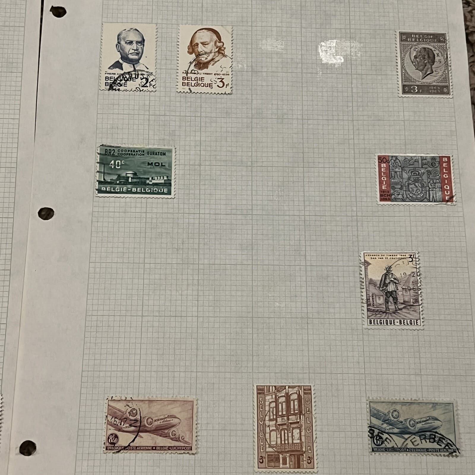BELGIUM STAMPS ON ALBUM PAGES OVERPRINTS, NUCLEAR, RED CROSS & MORE #1 6