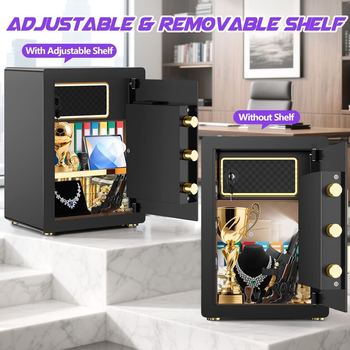 BESAFETY 5.3 Cuft Large Safe Box for Home Security with Alarm System 6