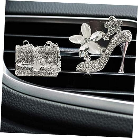 LHEVEN Crystal High Heel Shoe & Magic Bag Car Air Vent Clip 2 Count (Pack of 1)